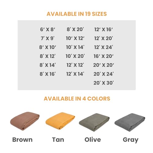 WHITEDUCK Canvas Tarp 18 oz. Heavy Duty Waterproof UV Resistant, Rustproof Grommets, Industrial & Commercial Use Cloth Tarp (Cut Size: 12'x12', Finished Size: 11'6"x11'6", Olive Drab) - color: Olive, size: 12' x 12'