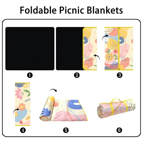 Supfitness Extra Large Picnic Blankets Waterproof Foldable (60 "x 80") Beach Blanket Waterproof Sandproof,3-Layer Thicking Mat Outdoor Packable Camping Blanket - color: Beige, size: 60x80in