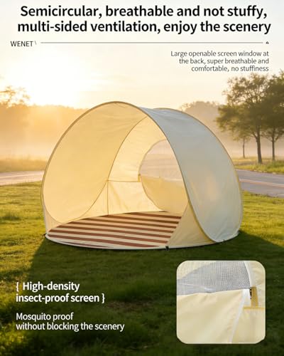 Ultraviolet Protection Pop-up Beach Tent, UPF 50+ Instant Easy Setup Sun Shelter Portable Lightweight Beach Canopy with Carry Bag Waterproof Windproof for 2-4 Person Beach Camping Picnic Backyard (#B) - color: #B