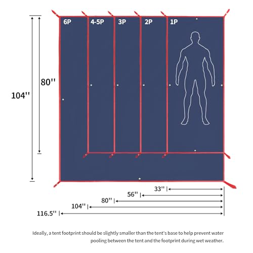 Frelaxy Tent Footprint, Waterproof Camping Tarp, Durable Tent Floor to Elevate Your Camping, Hiking, Backpacking, Hammock, Beach Experience - color: Dark Blue, size: 6 Person—116.5'' x 104''