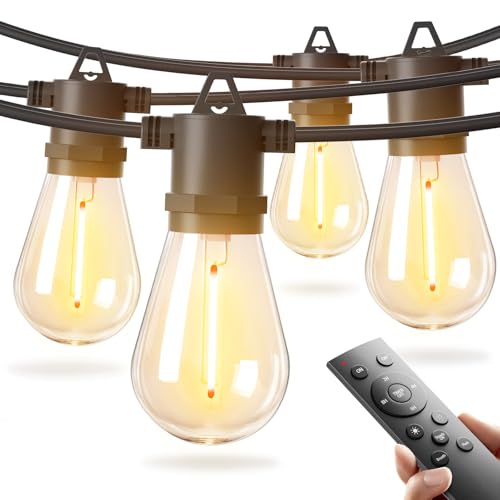 addlon 100FT LED Outdoor String Lights with Edison Shatterproof Bulbs, Heavy-Duty and Weatherproof Strand, Commercial Grade Patio Lights, Decorative for Garden or Patio, Black - size: 100FT