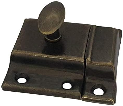 QCAA Oval Turn Cabinet Latch, for Cupboard & Other Furniture, Large, Antique Brass, Made in Taiwan, 2 Pack