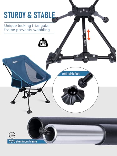 WildCall Lightweight Folding Camping Chair Compact Beach Chair with Anti-Sinking Large Feet - color: 2 X Blue