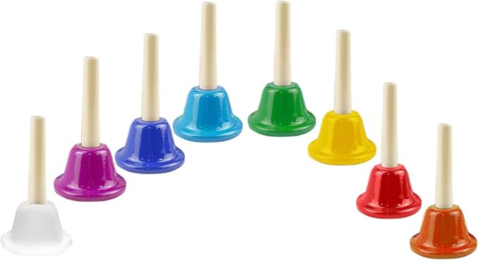 ENNBOM Hand Bell Shake 8 Notes Diatonic Metal Hand Bell Kit Rhythm
