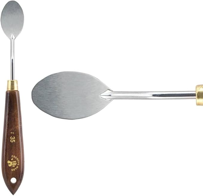 Creative Mark Stainless Steel Palette Knife Painting Tools - Paint Palette with Wooden Handle - Variety of Shapes and Sizes - 35T, 1-1/4 in