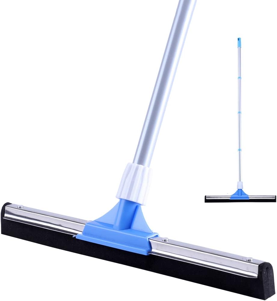 YONILL Floor Squeegee for Concrete Floor - 50" Squeegee Broom with Long Handle for Tile Floor, Heavy Duty Foam Floor Water Wiper for Garage, Shower, Kitchen, Windows, Glass, Carpet and Pet Hair