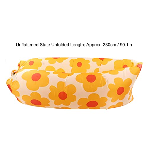Inflatable Sofa, Portable Inflatable Lounger Couch with Tear 190T Polyester Fabric, No Pump Needed Wind Fill Design, Includes Storage Bag for Camping Garden (Flower) - color: Flower