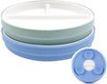 Elk and Friends Kids 6.7” Porcelain Divided Plates with Silicone Suction Sleeves | Suitable for Babies/Kids/Toddlers | Microwave & Dishwasher Safe | Non Slip | Snack Dishes | 2 Pack
