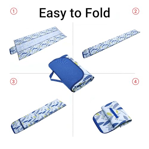 Hi Space Outdoor Picnic Blankets Waterproof Foldable Picnic Mat Sandproof Extra Large Beach Blankets for Grass Lawn Park Camping Family Concert, 80"x60", Green Polka Dot - color: Green-colorful Polka Dot
