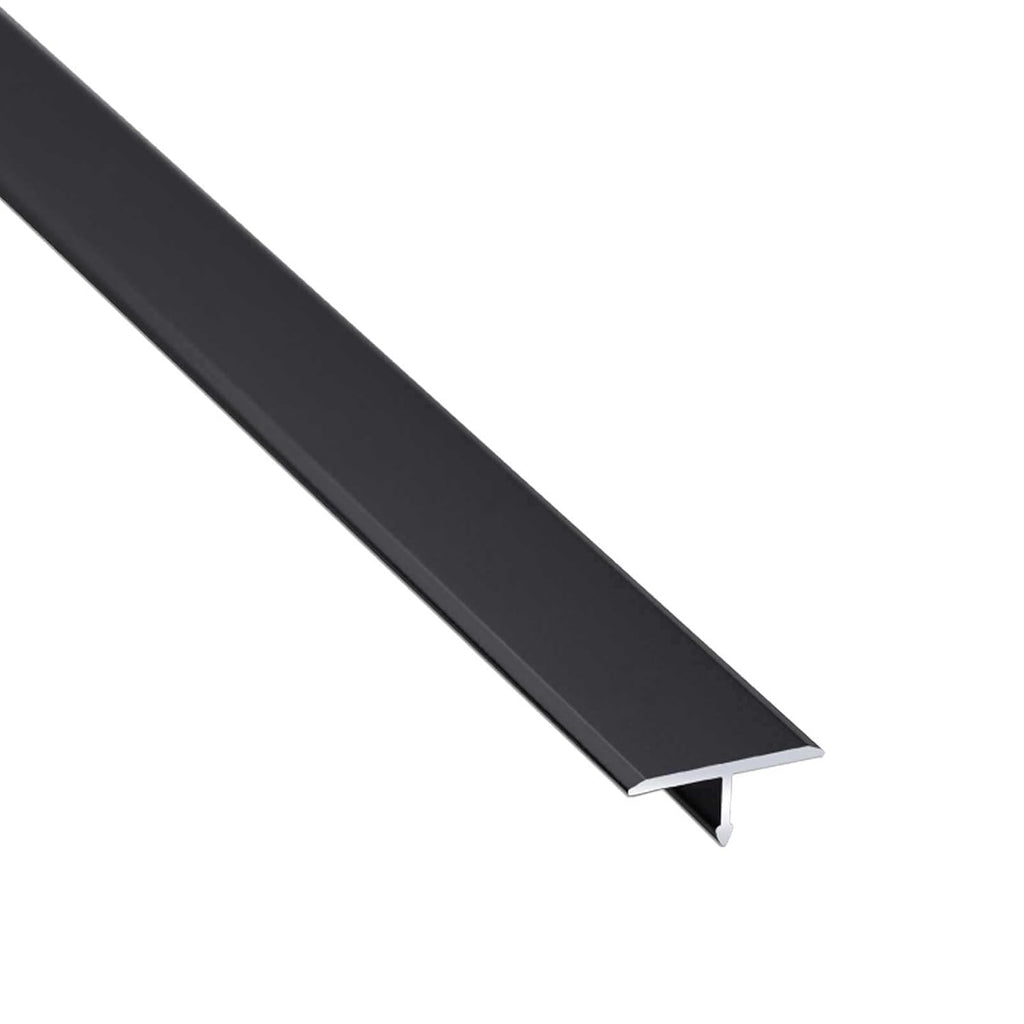 10Pcs Aluminum T Molding Floor Transition Strip, 48In Aluminum T Molding Trim, Floor Strip Floor Flat Divider Strip for Joining Floor Gaps, Threshold, Floor Tiles (Black, 4ft x 0.78in 10Pcs)