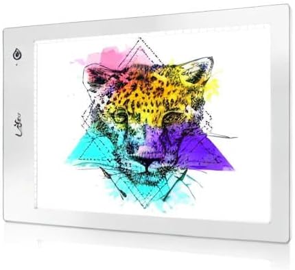 LitEnergy Rechargeable Battery Powered Light Tracing Box, Ultra-Thin Adjustable USB Power Artcraft LED Trace Light Pad Size A4 for Drawing, Streaming, Sketching, Animation, Stenciling (Silver)