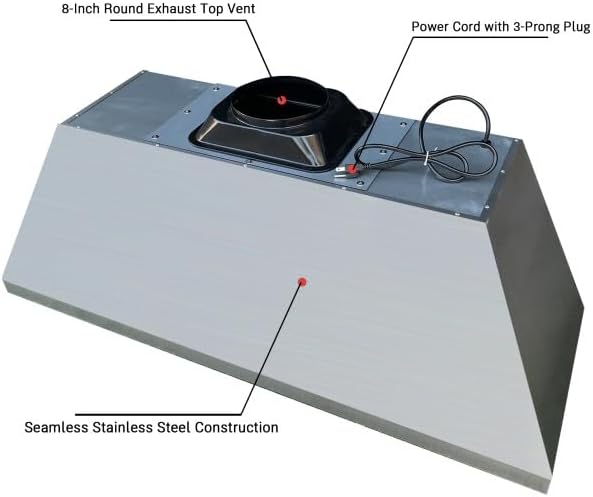 CT Copper Tailor Sloped Copper Vent Hood Island Mount,60'' W,48''H,1260 CFM Exhaust Fan,Stainless Steel Vent,LED Light,Dishwasher-Safe Baffle Filters,VH8TR1