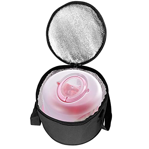 Set of 2 Polyester Fabric Round Thermal Casserole Carrier,Reusable Insulated Lunch Cooler Bag,Pie Carrier for Potluck,Picnics,Collapsible Cooler for Hot/Cold Food,11X7 inch - color: Black Color