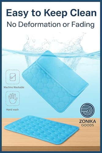 Blue Cooling Mat & Sleeping Pad | Water Absorption | Safe Materials | Easy Carry & Clean | Ideal Cooling Pad for Dogs and Cats | Perfect for Camping, Crates, and Pet Beds | 27.6"L x 21.7"W x 0.8"Th - size: Large