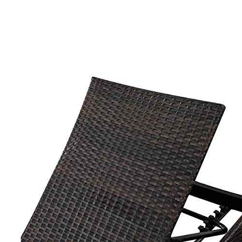 79'' Long Reclining Chaise Lounge Set (Set of 1), Outdoor Wicker Reclining Lounge Chair Patio Rattan Double Chaise Lounge Lawn Sunbathing Chairs Beach Pool Backrest Recliners (Set of 1) - color: 1 Chair