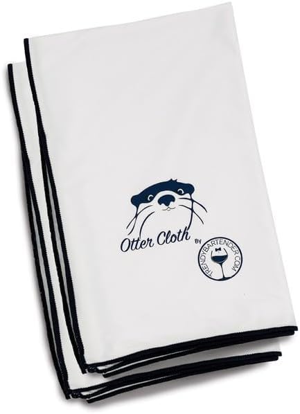 Trendy Bartender Microfiber Glass Polishing Lint-Free Cloth for Spotless Shine and a Residue-Free Finish - Toast to Perfection - Pack of 2-25x20 inch - White