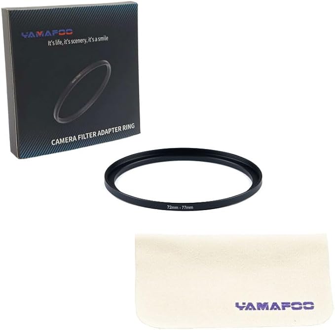 YAMAFOO 72mm to 77mm Step-Up Ring/Step Down Rings Filter Adapter for All Brands UV ND CPL Metal Ring Step-Up Rings Adapter Filter,Black(72-77)