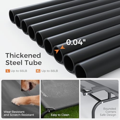 Sweetnight Elevated Dog Bed with Headrest for Large Dogs | Waterproof Raised Dog Cot for Outdoor - 51inch Heavy Duty Steel Frame Large Dog Bed &Easy Assembly，Supports 88-100lbs, XL - size: XL, style: Classic