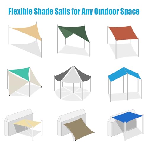 Amagenix Sun Shade Sail Rectangle 10'X16' Sand UV Block Breathable Canopy for Patio Garden Backyard Deck Outdoor, Custom