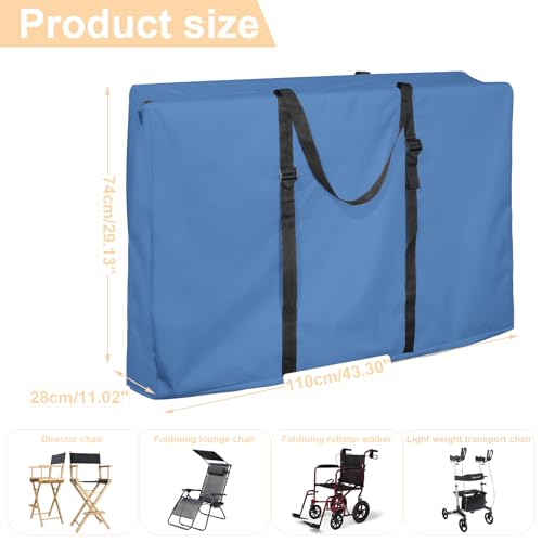 Large Outside Folding Chair Storage Bag with Zipper and Handles, 600D Folding Chair Carry Bag for Zero Gravity Chair, Portable Folding Lounge Chair Carrying Bags, 43" L x 11" W x 29" H (Blue - 1 Pack) - color: Blue - 1 Pack