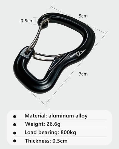 Heavy Duty Carabiner Clip Hook 8KN (1763 lbs), 2 PCS Ultra-Light Aluminum Caribeaners with Double Door D Ring Shape, for Hammock, Camping, Hiking, Backpacking, Dog Leash, Keychain Clip - style: 1#Rainbow-3pc