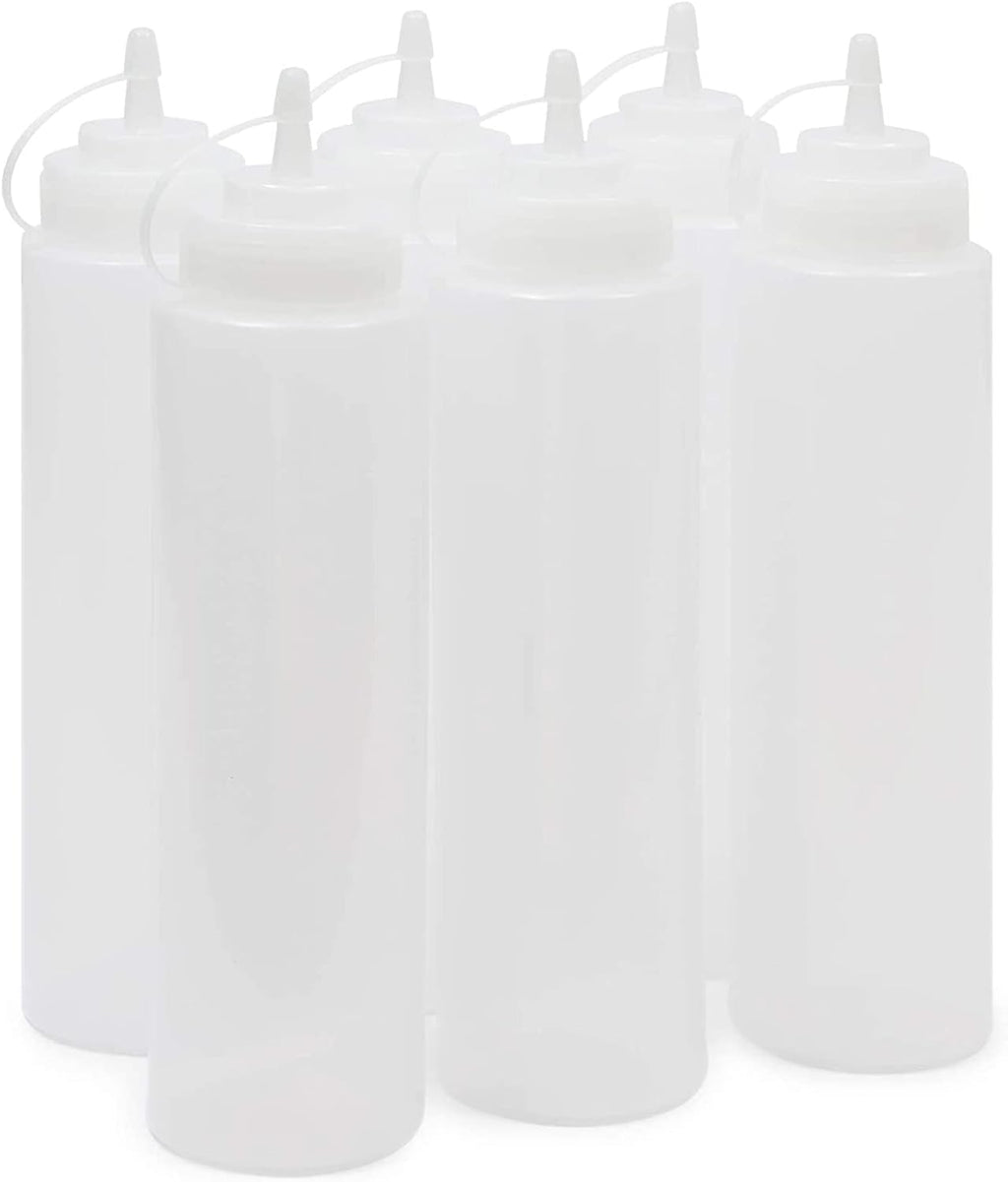 Juvale Condiment Squeeze Bottles for Sauces & Dressings - 29 Oz Clear Plastic 6-Pack - Leak-Proof Durable Dispenser Bottles for Liquids - Commercial Plastic Oil & Salad Dressing Dispenser
