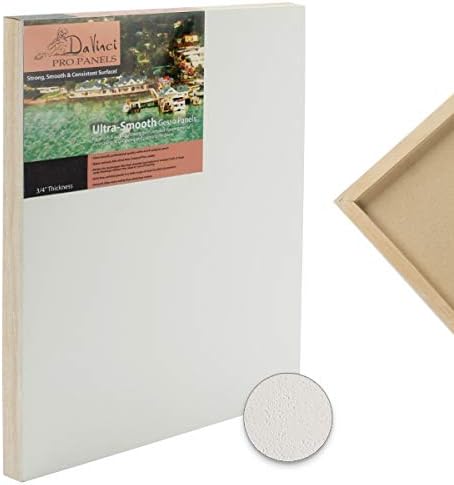 Da Vinci Pro Ultra Smooth Wood Canvas Gesso Board - 3/4" Deep, 9x12 Single White Acrylic Polymer Gesso Panels for Painting Fine Portraits and Ultra Fine Detail Illustrations and Artwork