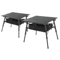 ARROWHEAD OUTDOOR 2-Pack 39" Aluminum Folding Camp Roll Up Table w/Adjustable Height, Undertable Mesh Storage, Carry Bag - color: Black 2pack