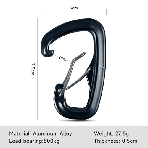 Heavy Duty Carabiner Clip Hook 8KN (1763 lbs), 2 PCS Ultra-Light Aluminum Caribeaners with Double Door D Ring Shape, for Hammock, Camping, Hiking, Backpacking, Dog Leash, Keychain Clip - style: 2#Black-4pc