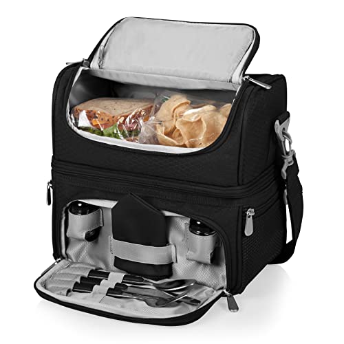 PICNIC TIME Star Wars Darth Vader Pranzo Insulated Lunch Box, Soft Sided Cooler Bag with Utensil Set, Dual Compartment Lunch Tote, (Black) - color: Star Wars Darth Vader - Black