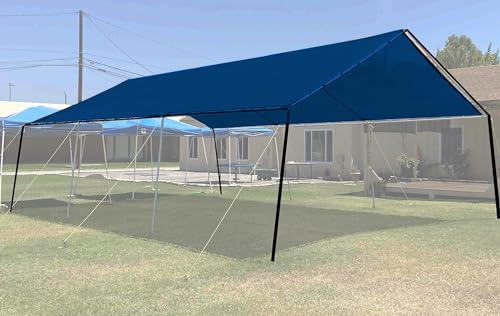 Blue Super Heavy Duty Mesh Tarp Net Sail Sun Shade Awning and Fence Screen Patio and Canopy Cover 6' x 30' Finished Size (5'.6 x 29'.6) - size: 6x30