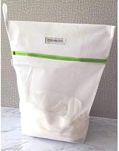 Heritage Park Fine Mesh Laundry Bags - Micro Mesh for Safely Washing Delicates - Gusseted Bottom for Extra Space, Hidden Zipper, and Convenient Hanging Loop - Pack of 2 Small (15" x 18")