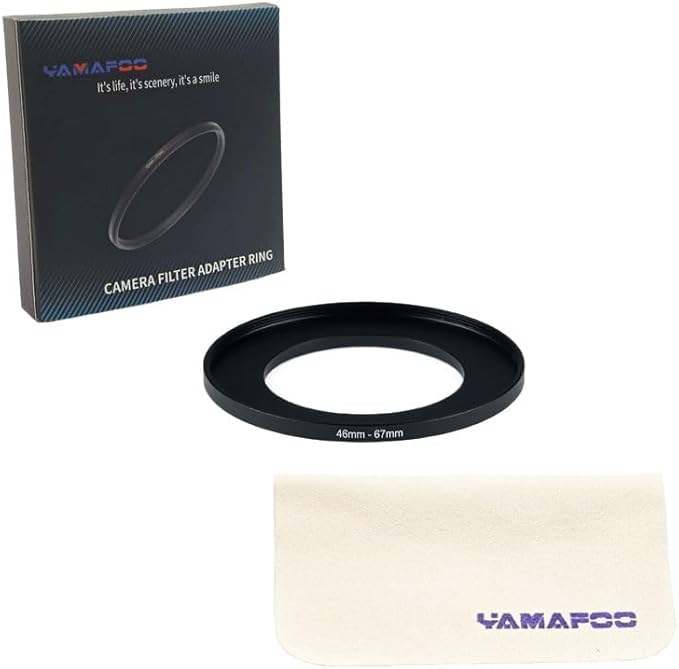 YAMAFOO 46mm to 67mm Step-Up Ring/Step Down Rings Filter Adapter for All Brands UV ND CPL Metal Ring Step-Up Rings Adapter Filter,Black (46-67)