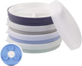 Elk and Friends Kids 6.7” Porcelain Divided Plates with Silicone Suction Sleeves + Silicone Lids | Suitable for Babies/Kids/Toddlers | Microwave & Dishwasher Safe | Non Slip | Snack Dishes | 4 Pack