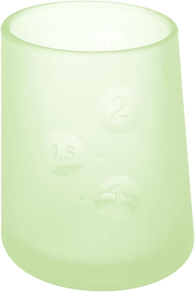 Olababy First Cup | Clear Sense 100% Silicone Infant Trainer Cup | 2oz Medicine Cup for Newborn | Non-Slip & Sloping Design for Tiny Hands & Baby Led Weaning (Kiwi, 1 Cup)