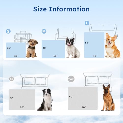 ZOMISIA Premium Cooling Dog Blanket for Bed - Q-MAX>0.5 Cold Breathable Washable Extra Large Pet Mat, Travel Soft Dog Summer Essentials, Grey, 60"x80" - color: Grey, size: Twin(60x80")