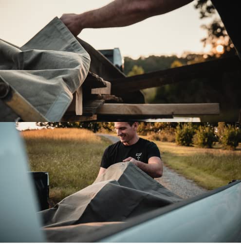 WHITEDUCK Canvas Tarp 18 oz. Heavy Duty Waterproof UV Resistant, Rustproof Grommets, Industrial & Commercial Use Cloth Tarp (Cut Size: 12'x14', Finished Size: 11'6"x13'6", Olive Drab) - color: Olive, size: 12' x 14'