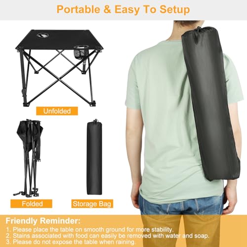 KOCASO 1Pc Foldable Camping Table Portable Picnic Table Lightweight Travel Desk with 2 Cup Holders Carrying Bag - color: Blue