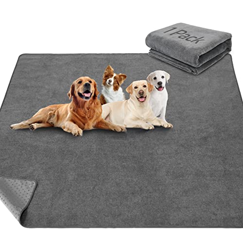 LOOBANI Non-Slip Washable Pee Pad for Dogs, 1 Pack Extra Large Reusable Dog Mat for Floor, Fast Absorbent Pet Whelping Pads, Puppy Playpen Mat for Incontinence, Housebreaking, Crate, 82x82in, Gray - size: 82"*82"(Pack of 1) Gray