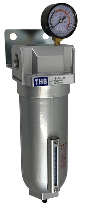 1/2" NPT Industrial Coalescing 0.01u Micron Filter Removes 99.98% of Oil, Moisture Vapor, Aerosols from Compressed Air Lines, 11oz Bowl, Auto Drain
