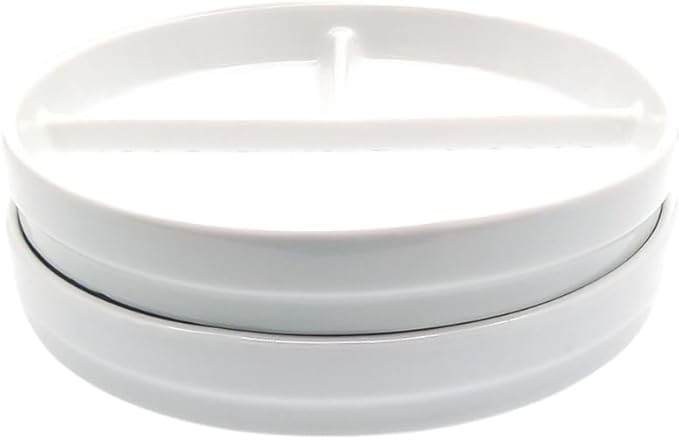 Elk and Friends Kids 6.7” Porcelain White Plates | Divided Plates | Suitable for Kids/Toddlers | Microwave & Dishwasher Safe | Non Slip | Snack Dishes | 2 Pack
