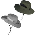 ZOORON Sun Hats for Men Women, Wide Brim Safari Hats UV Protection UPF50+ Waterproof Boonie Hats for Fishing Hiking Camping - color: 2pack-gray+green