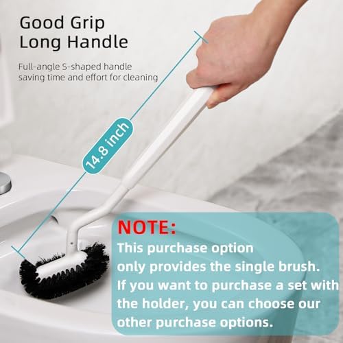 HAMITOR Toilet Bowl Brush Without Holder: Bathroom Deep Cleaning Toilet Cleaner Scrubber Under Rim with Curved Bristle for Dead Corner Clean - Modern Rv Toilet Decorative Accessories - White
