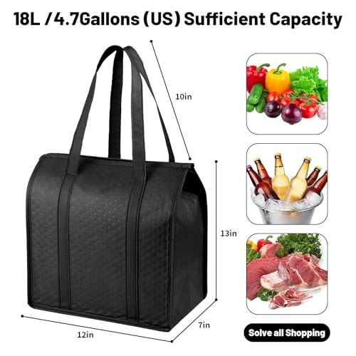 Insulated Grocery Bags with Zippered top Frozen Food Shopping Groceries Travel Insulated Tote Cooler Thermal Bags - color: Mixed