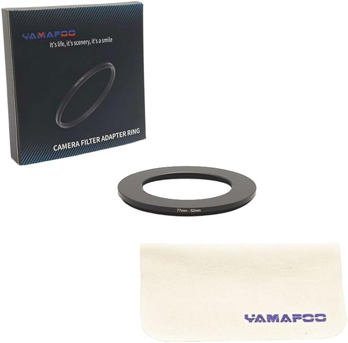 YAMAFOO 77mm to 52mm Step-Up Ring/Step Down Rings Filter Adapter for All Brands UV ND CPL Metal Ring Step-Up Rings Adapter Filter,Black(77-52)