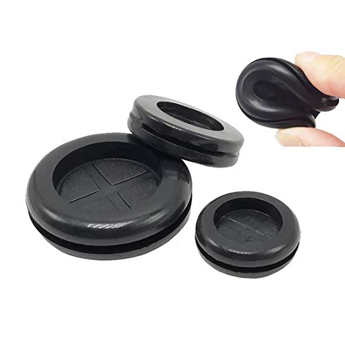 Flyshop 4-Pack Round Double-Sided Black 30 mm 1-3/16" Rubber Grommet, 25 mm 1" ID, Hole Grommet Synthetic Rubber Grommets Wire Protection - size: 1-3/16" (30mm) Drill Hole