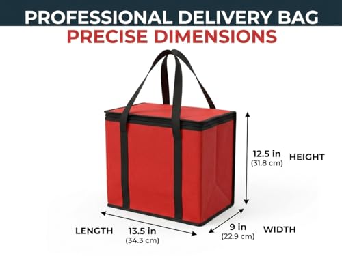 JoEzzy Insulated Bags – Large Thermal Food Delivery Bag & Reusable Shopping Tote – Heavy Duty Cooler Bag for Catering, Picnics, Beach, & Office Lunch – Collapsible, Stands Upright, Red - color: 3-Pack (Bag)