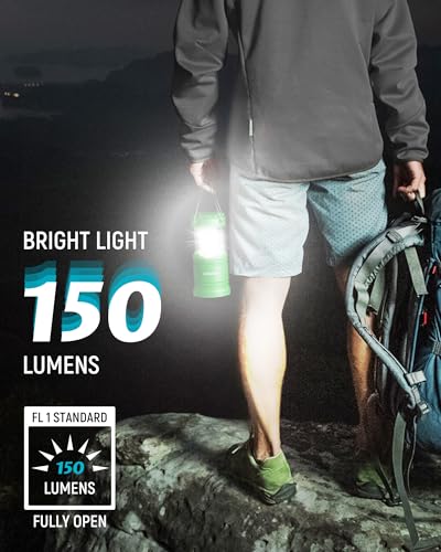 Lichamp 4 Pack LED Camping Lanterns, Battery Powered Camping Lights LED Collapsible Flashlight Portable Emergency Supplies Kit, A4DG - color: Green
