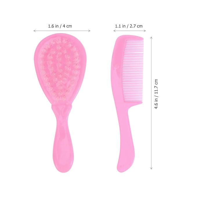 HEALLILY Kids Comb Baby Hair Brush and Comb Set for Newborn Scalp Grooming Product for Infant Toddler Kids (Pink)