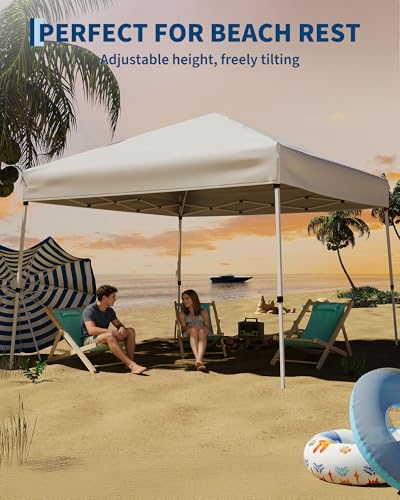 GarveeLife Canopy Tent, GarveeLife 10X10 FT Pop Up Canopy Outdoor Instant Tent Slant Legs with Carrying Bag, Portable Gazebo Shelter for Patio Deck Garden Beach - 8X8 FT Canopy Cover (White) - color: White